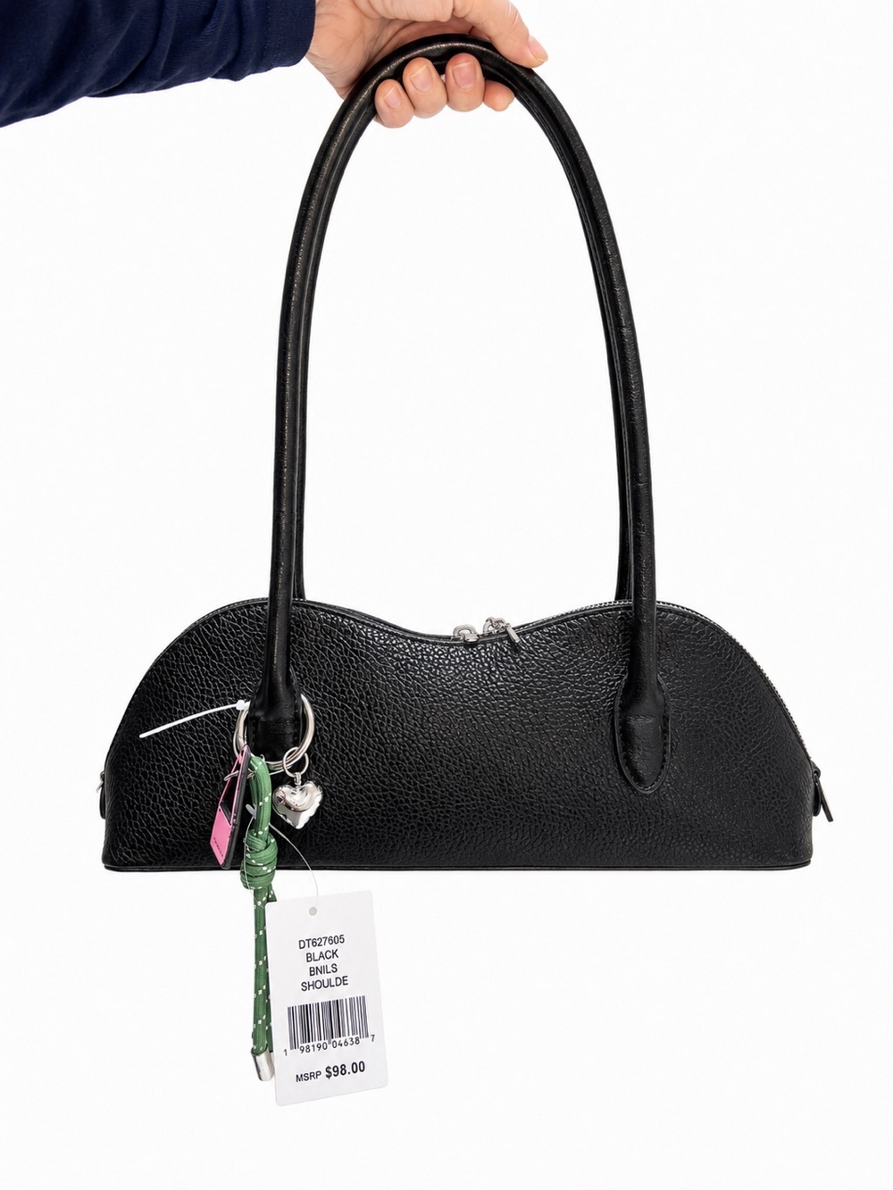 Steve Madden Black Shoulder Bag BNWT w/ Original Charm - Picture 12 of 15